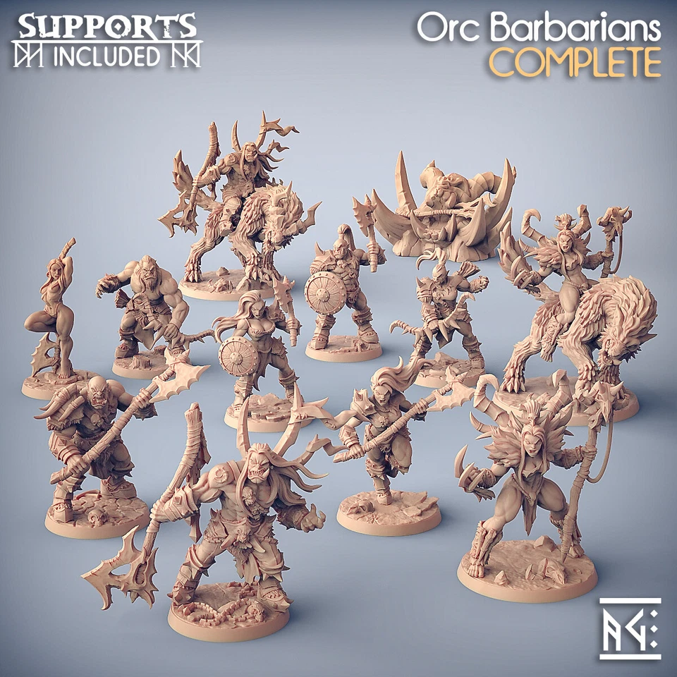 Artisan Guild Miniature D&D/wargames Orc Barbarians in resina 3d print