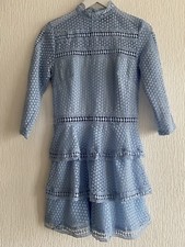 POWDER BLUE CROCHET DRESS LAYERED PLT 10 PARTY SMART GLAM SUMMER HOLIDAY PRETTY