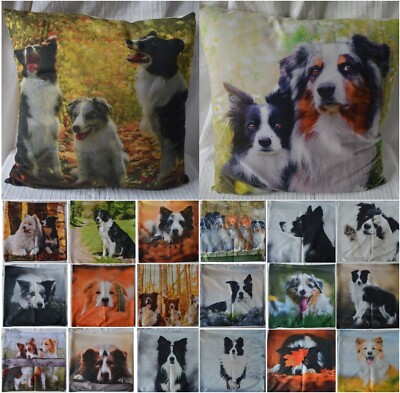 Border Collie Kissenhülle 45 x 45 cm eckig Hülle Deko Bild Druck Schaf Hund