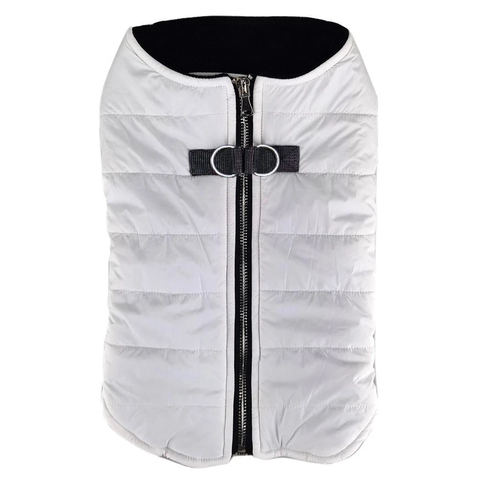 Zip-up Dog Puffer Vest Coat - White - Image 2 of 2