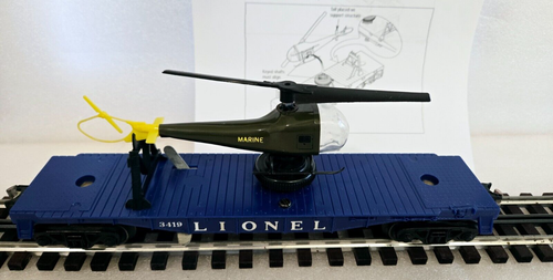 Lionel Postwar O Gauge 3419 Marine Operating Helicopter and Flat Car Train