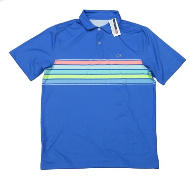Vineyard Vines Performance Men's Tide Blue Engineered Stripe Polo Shirt