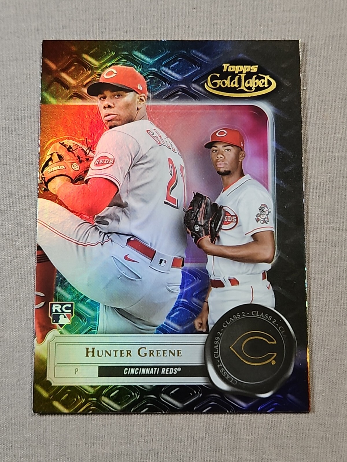 2022 Topps Gold Label Hunter Greene Class 2 Black Parallel RC #34 Reds