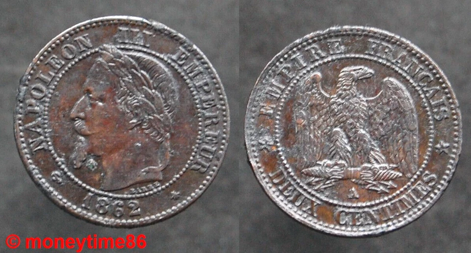 France ! 2 centimes Napoléon III 1862 A , en TTB - Photo 1/1