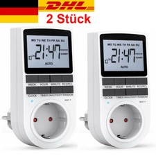2x Digitale Zeitschaltuhr Steckdose Wochenzeitschaltuhr 3680W 24Std Timer Innen
