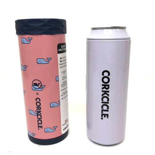 Vineyard Vines Corkcicle Slim Arcitican Pink Whale Can Cooler 12 Oz w/ Stash Can
