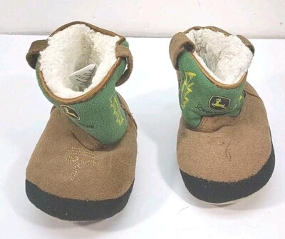 Infant John Deere Slippers Faux Suede Boots Size Small 5/6