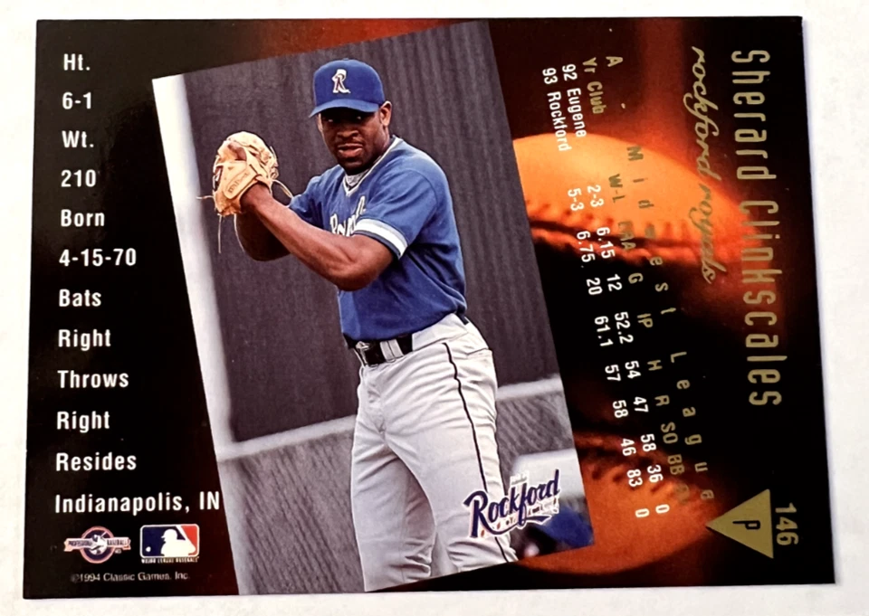 1994 Classic Best Gold #146 Sherard Clickscales Rockford Royals Pitcher - Image 2 of 4