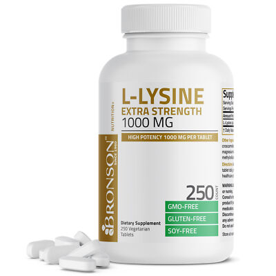 Bronson L-Lysine Extra Strength 1000 MG 250 Vegetarian Tablets