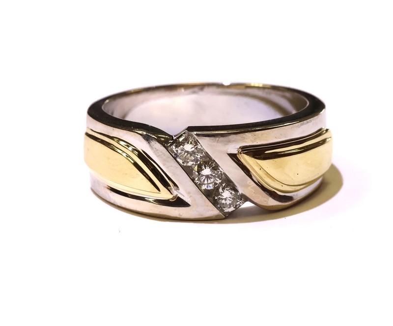 18k white yellow gold .30ct natural round Diamond wedding band ring mens 4.8g 10
