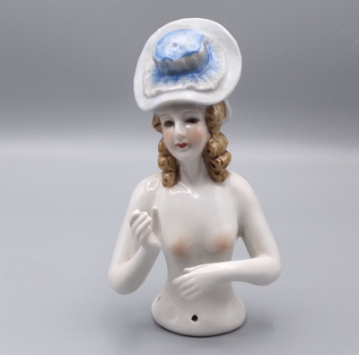 Große antike Porzellan Halbpuppe - 12 cm (B)