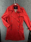 Burberry London Women Trench Coat Red Lined Peacoat Italy Made Size 8 US Long