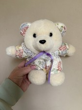Vintage Woolworths Chubby Teddy Bear Floral Pattern Stuffed Plush Soft Toy VGC