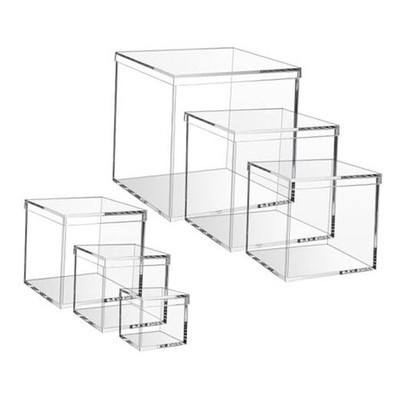 6 Pcs Acrylic Cube Box with Lid, Clear cube Candy Storage Container, Acrylic