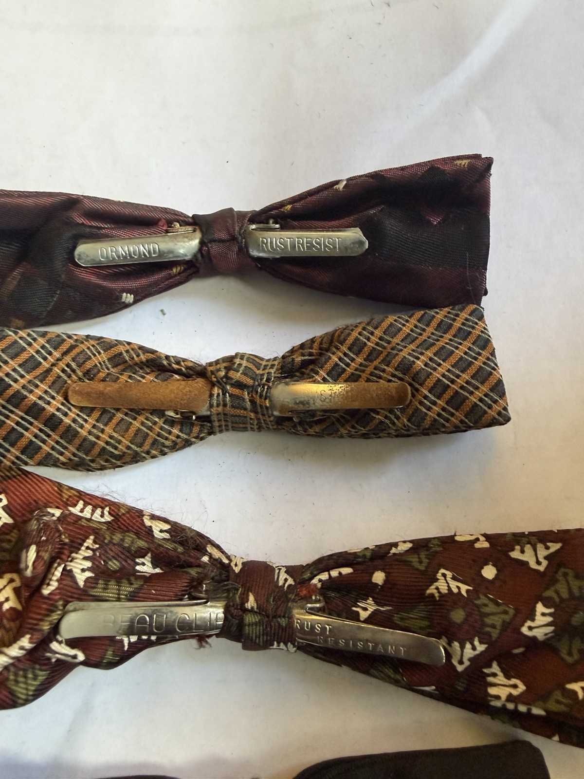 Ormond Beau Clef Wembley Silk Pretied Clip-On Adjustable Bow Ties Lot of 4 - second product detail image