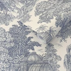 Toile Wallpaper Blue Botanical Trees Vintage Osterley Gardens Holden 13951