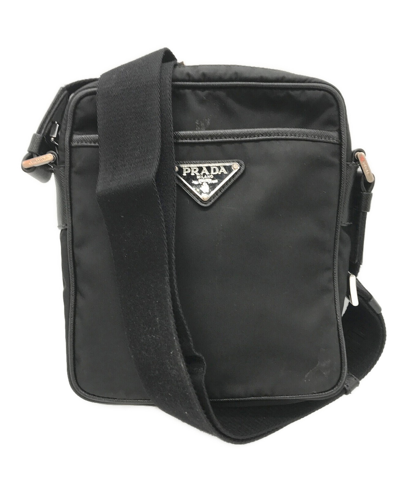 PRADA Black Leather Shoulder Bag with Gold-Tone Hardware 2819