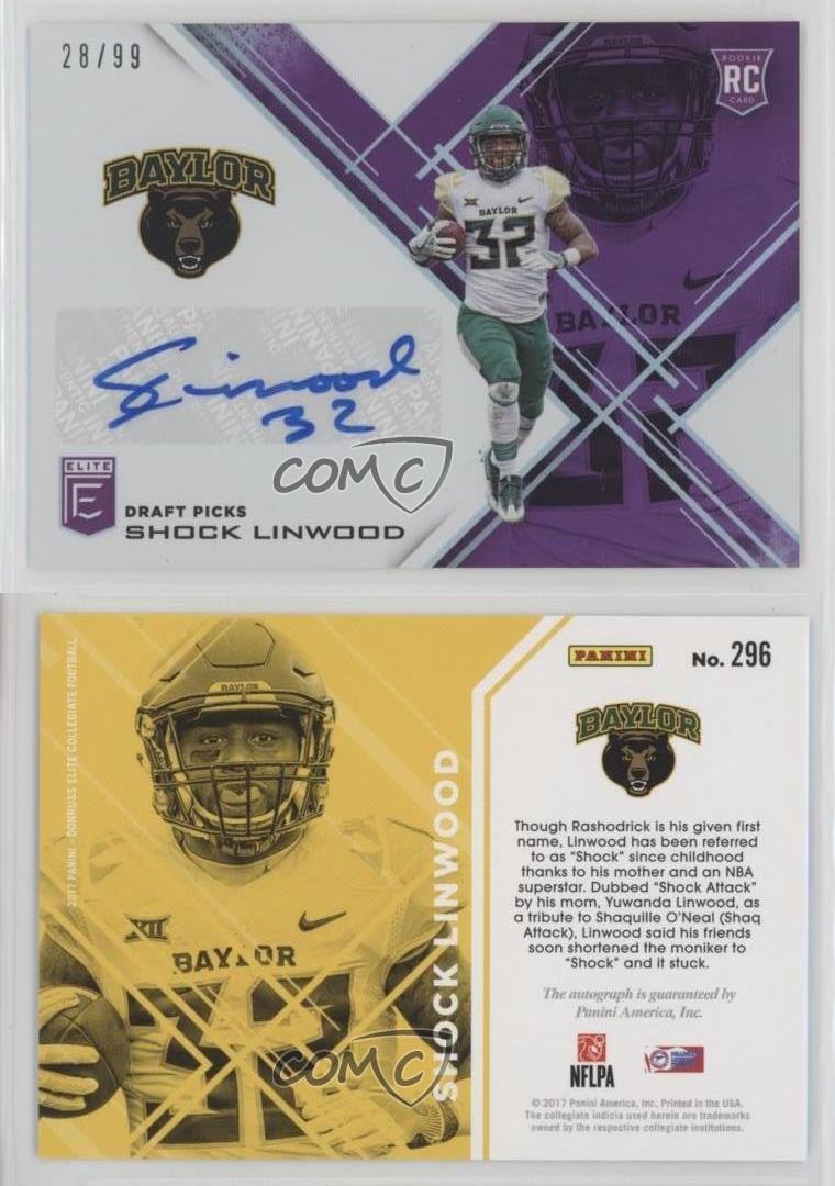 2017 Elite Draft Picks Aspirations Purple 28/99 Shock Linwood Rookie Auto RC 0w8