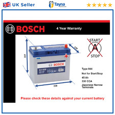 Battery fits NISSAN GT-R R35 3.8 2007 on Bosch 154 330A 45Ah 4Yr Warranty New