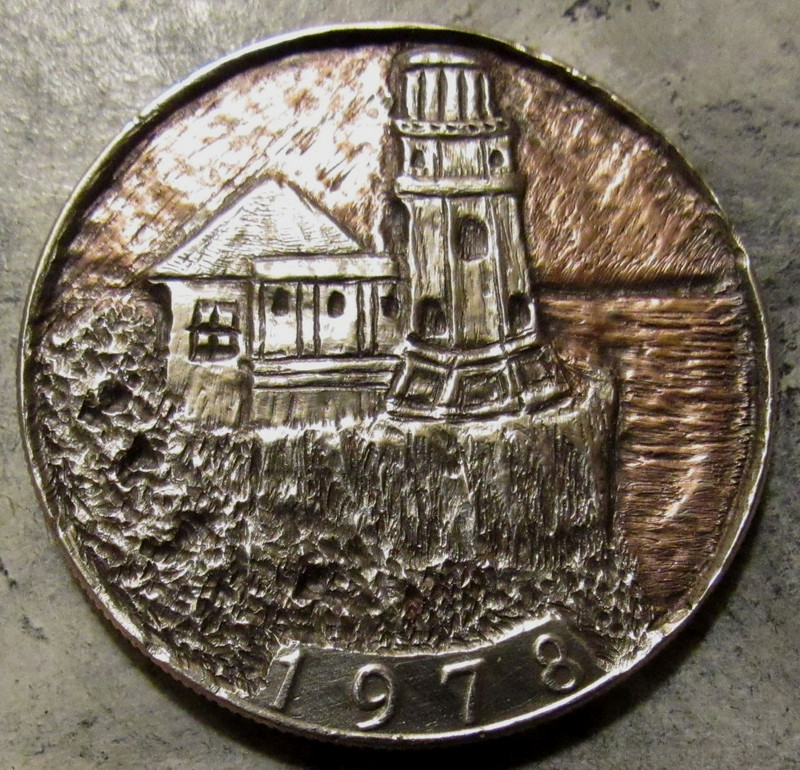 Deep Carved Hobo Nickel, Split Rock Lighthouse, Lake Superior MN