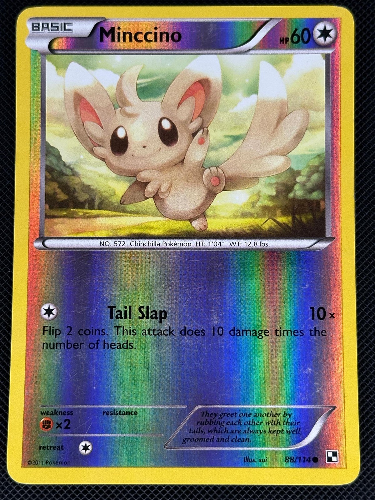 Minccino 88/114 Common Black & White Pokemon Reverse Holo Lightly Played