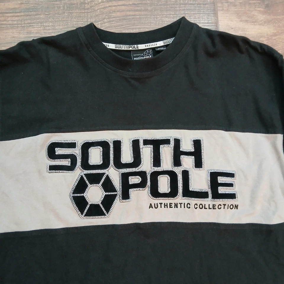 Vintage South Pole Shirt Mens Large Black Spellout Skater Street Baggy Y2K - Image 2 of 4