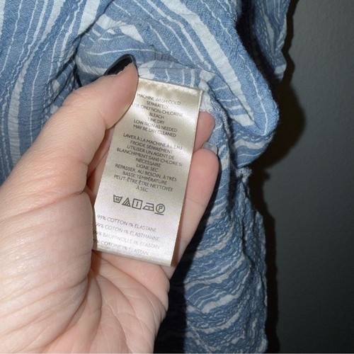 Anthropologie Pilcro The Tatum Flutter Sleeve Blouse Size M Blue & White Stripe - Picture 7 of 8