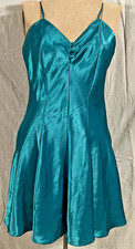 90s Green Shiny Slip Lingerie Dress Intimate Affair California Babydoll Y2K - L