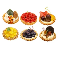 Vkinman 6Pcs Fake Desserts Artificial Egg Tart Models Realistic Simulated Fak...