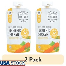 Organic Toddler Food Pouch Turmeric Chicken Bone Broth Puree 2 Pack 3.5 oz New