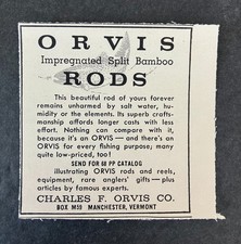1959 Orvis Impregnated Split Bamboo Rods Charles F. Orvis Co. Mini Vtg Print Ad