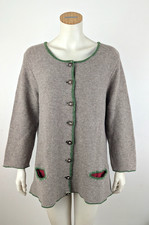 H. Moser Damen Strickjacke Gr. 46 Wolle Trachten Wolljacke hell braun  F2603