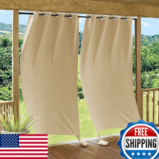RYB HOME Outdoor Blackout Curtains Windproof w/ Weighted Bags 84"