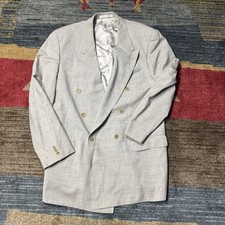 VTG Hugo Boss Mens Double Breasted Blazer Jacket 46L Wool Made in USA (Read)