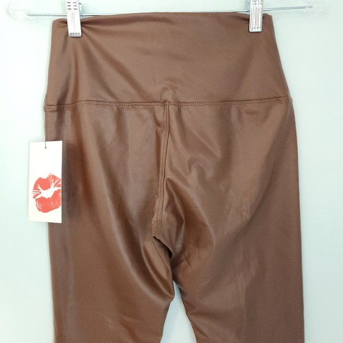 Hot Kiss Pants Faux Leather Pull On Skinny Womens Small High Rise Brown NEW NWT - Picture 5 of 12