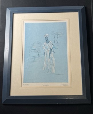 Vintage Kunstdruck ''Tanji Villager'' von Molly Berkeley gerahmt