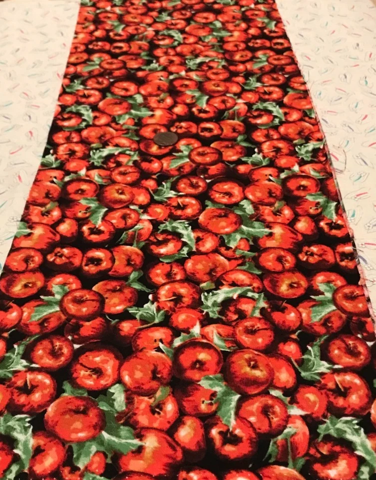 Red Cherries*Green Leaves*Packed on Black* Timeless Treasures*100% Cotton*8"x22" - Image 2 of 4