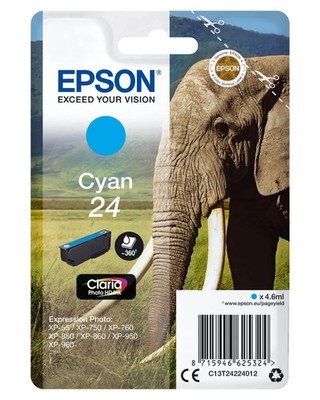 Epson 24 / T2422 / C13T24224012 / C13T24224022 Tinte cyan