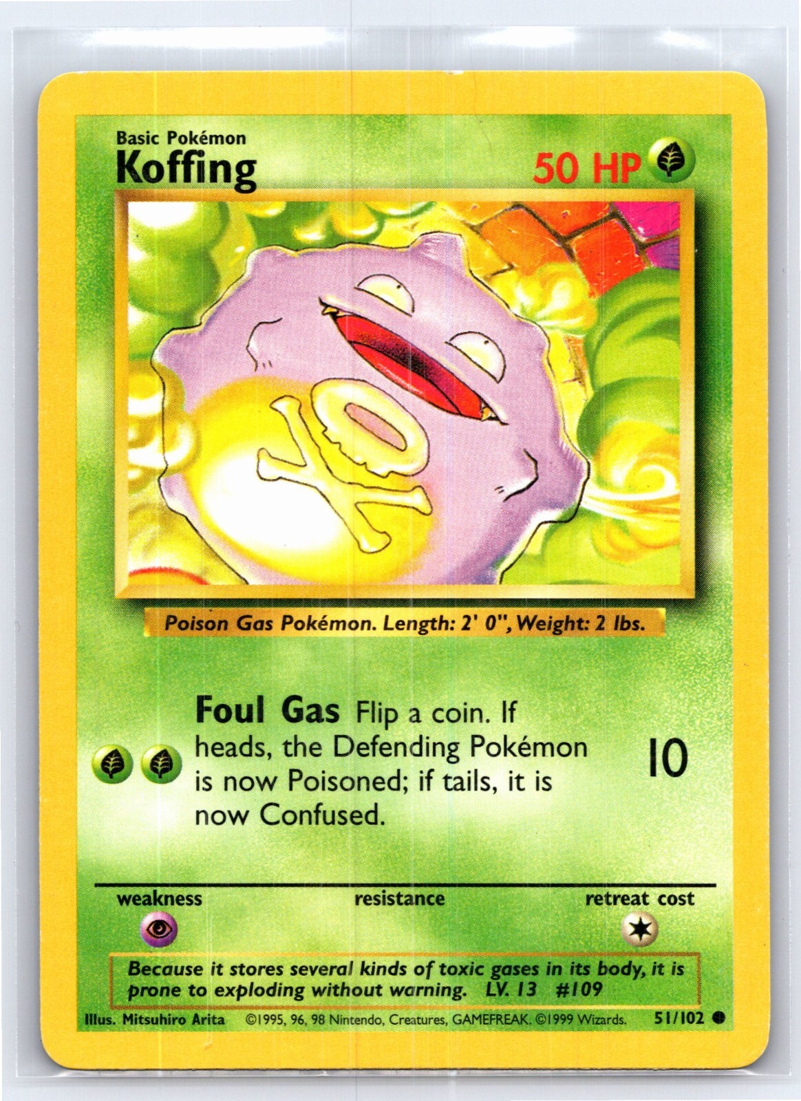1999 Pokemon TCG - Base Set - Koffing - 51/102 - LP