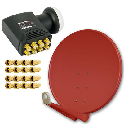 PremiumX DELUXE SAT Anlage 8 Teilnehmer Satellitenantenne 100cm Rot ALU Octo LNB