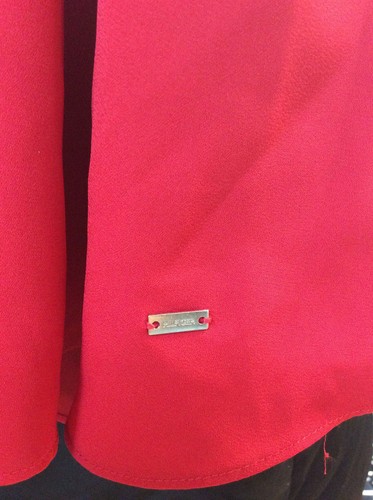 $89.99 Tommy Hilfiger Red Polyester 3-Button V neck sleeveless Dress Size: Lg - Picture 5 of 6