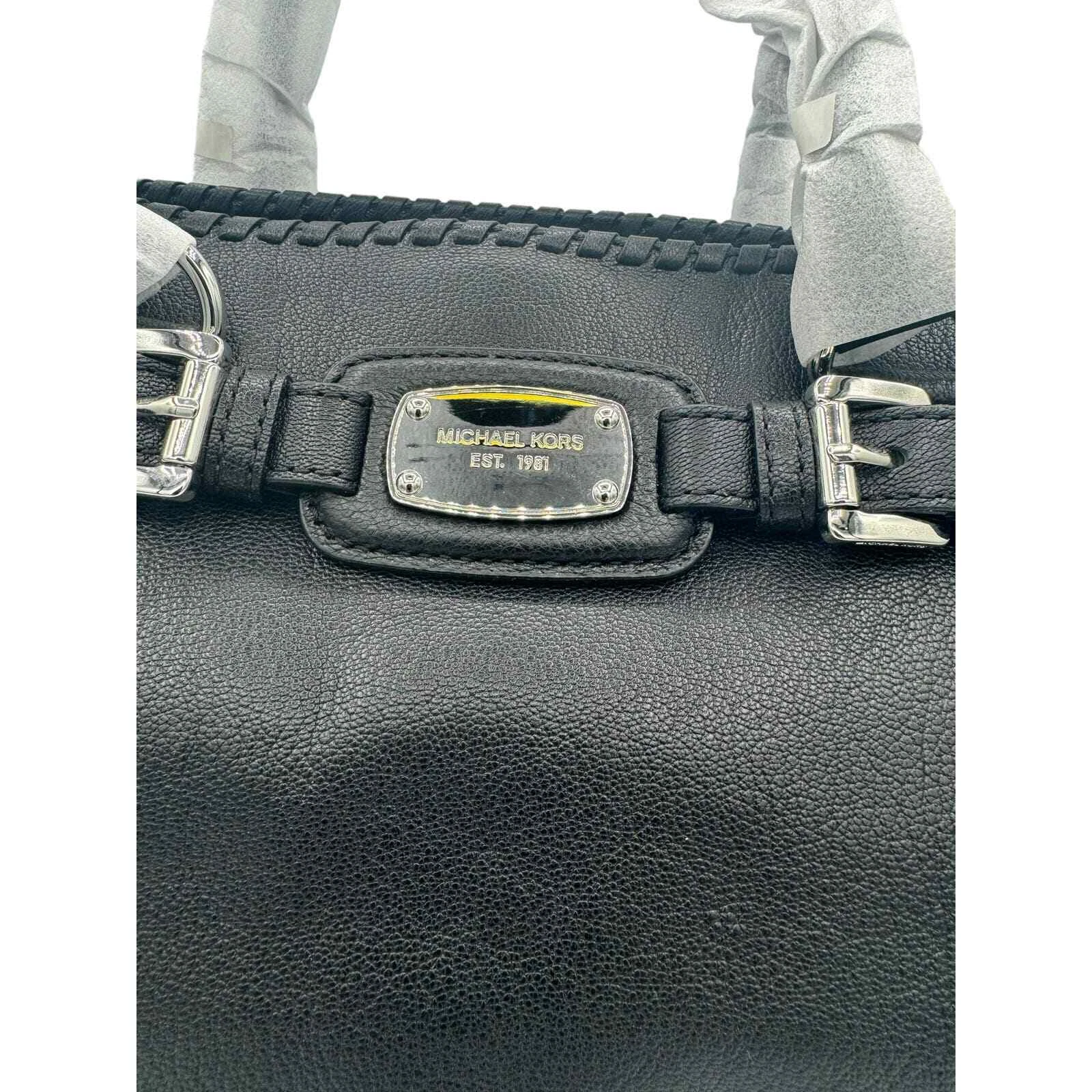 Borsa Hamilton East West Nuova con etichette * Michael Michael Kors ""MK"" frustata Pelle nera