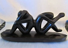 Carved Wood Sculpture Back to Back Men or Women