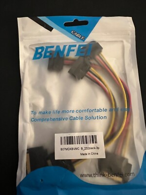 New SATA Power Extension Cable Benfei 3 Pack 15 Pin Male to Female Extender