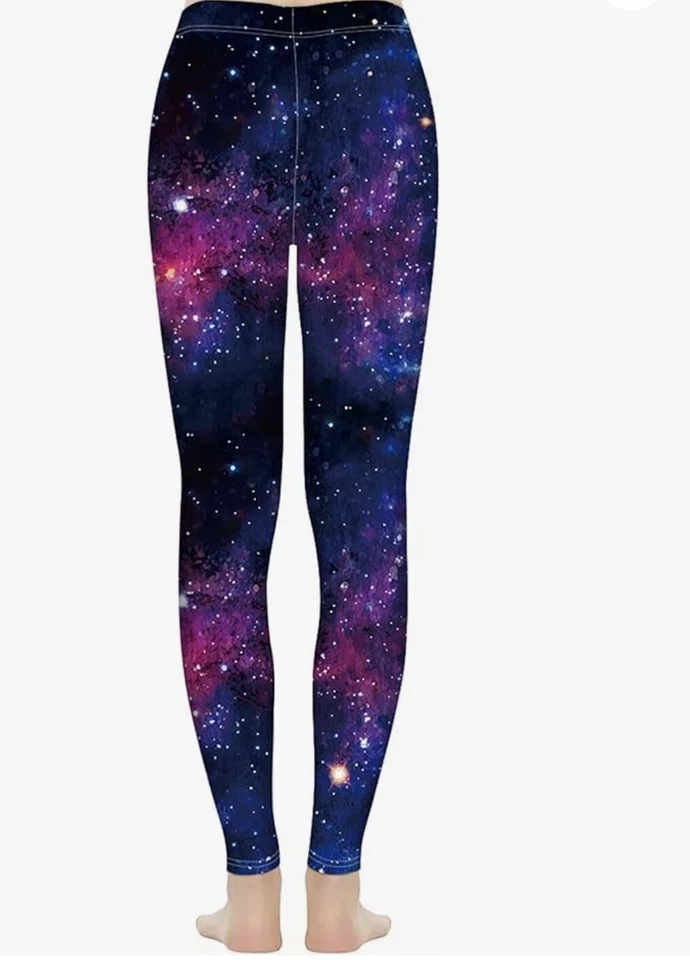 ICEROSE MUJER LEGGING CINTURA ALTA SUAVE VERANO LEGGINGS GALAXIA YOGA PANTALÓN Foto 2 de 3