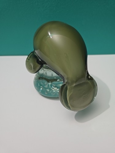 Vintage Art Glass Manatee Hand Blown Sculpture Sea Cow Sirenia Paperweight - Picture 7 of 10