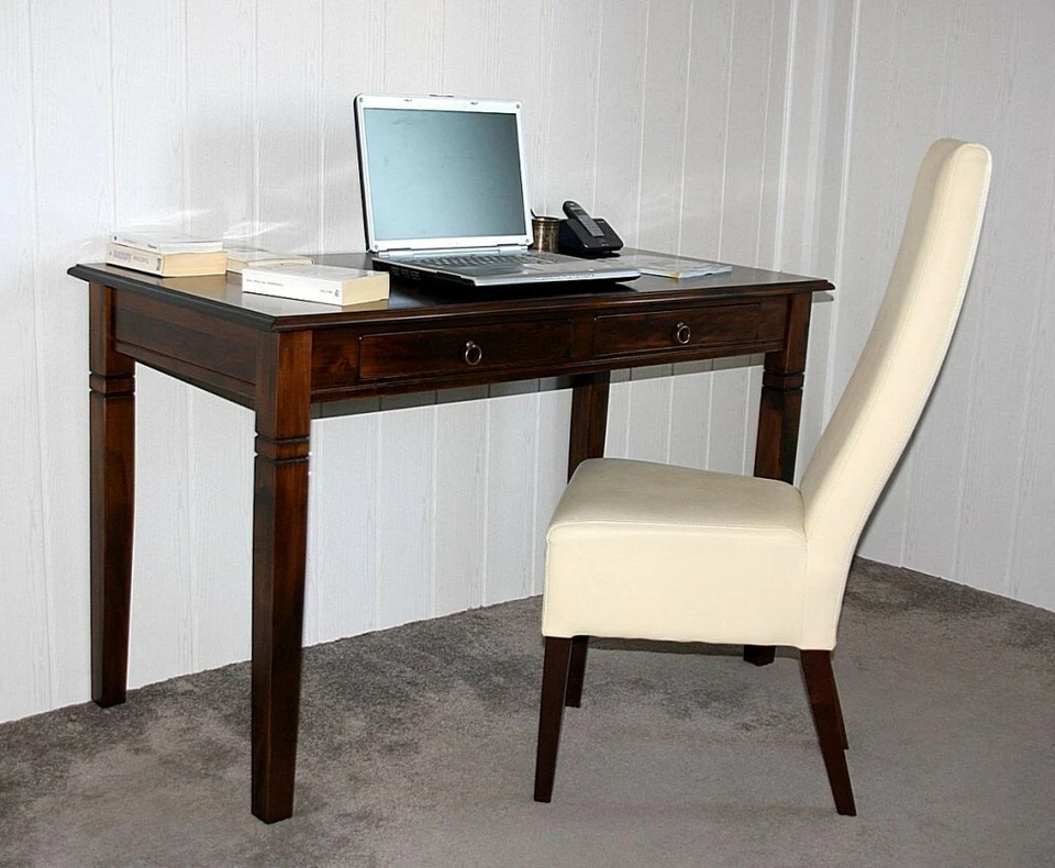 Massivholz Schreibtisch 130x64 Computertisch PC-Tisch braun kolonial nussbaum - Bild 2 von 4