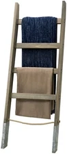 Brown Wood Wall Leaning Towel Rack Blanket Ladder, Bathroom Towel Drying Rack