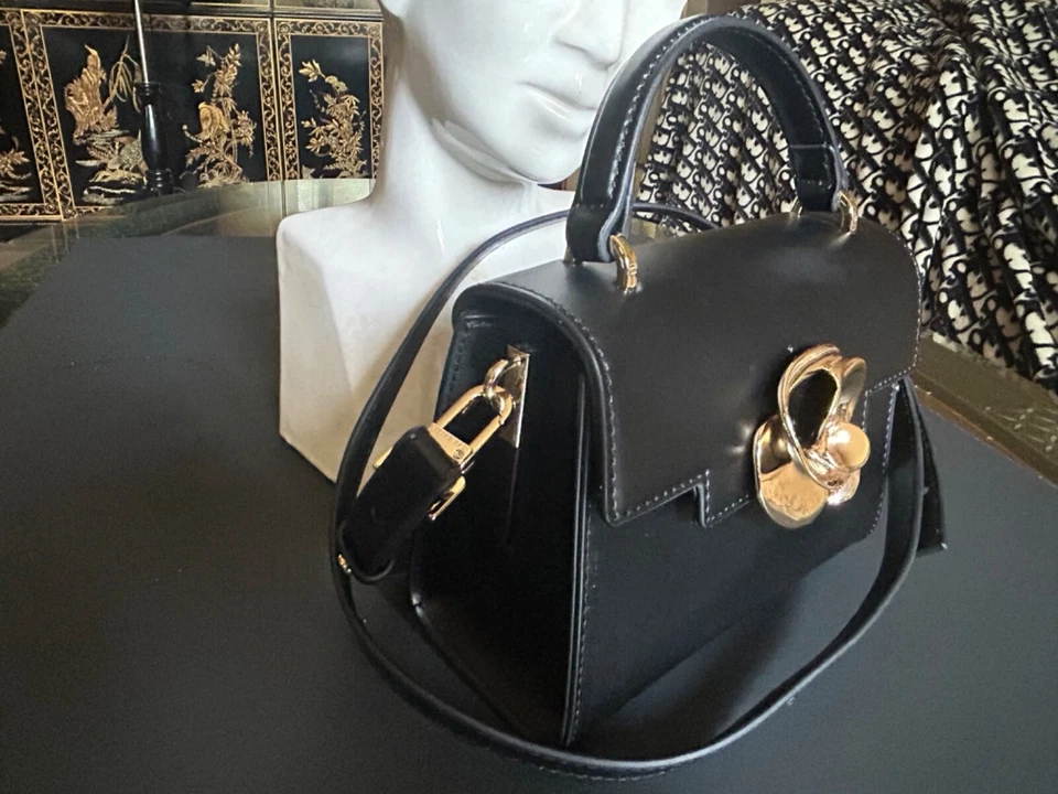 NEW TED BAKER Rosyia Mini Top Handle Black Leather Bag Crossbody Strap - Image 3 of 4