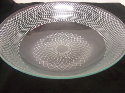 Danish Modern Mid Century Gold Spirograph Decorated Glass Plate Svend Jensen